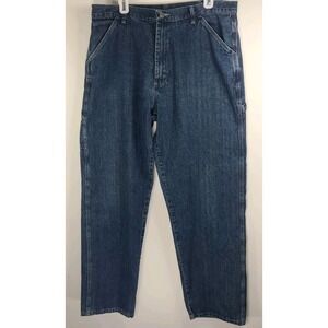 Wrangler Originals Carpenter Jeans Men's 36x34 Blue Denim Workwear EUC